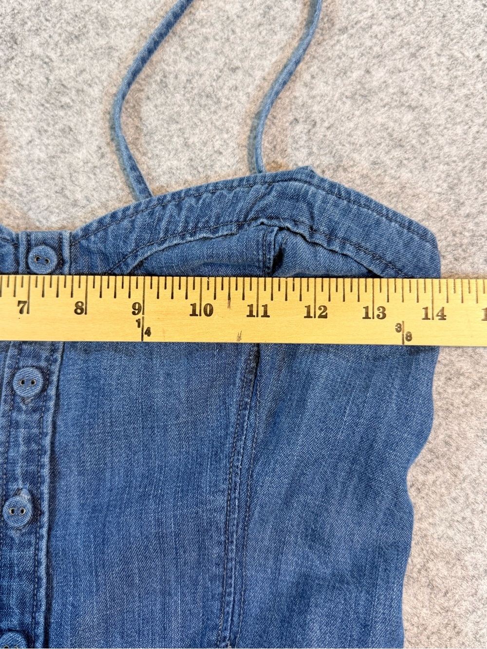 Abercrombie & Fitch Chambray Denim Romper Women’s Small Button Front Sleeveless - Picture 6 of 8